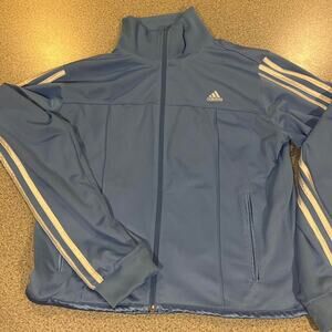 Adidas Baby Blue Zip Up Track Jacket - Size L